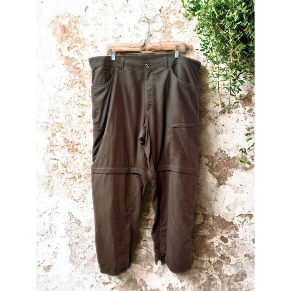 ExOfficio Insect Shield Convertible Hiking Pants Brown Green 40x30 Zip Off EUC - Picture 2 of 9